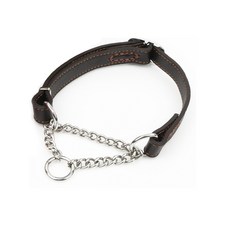 Mozpet 狗狗皮革手工Choker鏈項圈, 深棕色