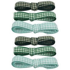 Tina Picnic 格紋緞帶 寬1cm 3款 x 2組, 綠色, 薄荷綠, 綠色, 200cm