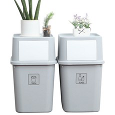 가쯔 마카롱 다용도 재활용 분리수거함 + 스티커 세트, 라이트그레이