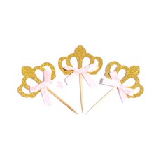 PartyPang 蛋糕裝飾插牌 公主皇冠, 金色, 30個