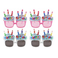 PartyPang 生日杯子蛋糕眼鏡2件組, 粉紅色, 白色, 1套