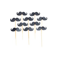 PartyPang 蛋糕裝飾插牌 鬍子, 黑色, 100個
