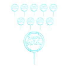 PartyPang 蛋糕生日裝飾插牌 圓形框架, 10個, 藍色