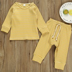 JOY MULTI 孩童條紋長袖上衣+長褲