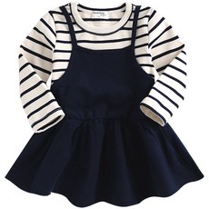 I am bebe 女童條紋長袖T恤連身裙