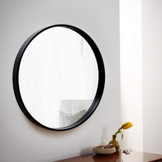 woodrohaus 原木圓形鏡 CRM-600NB 60cm, 黑色