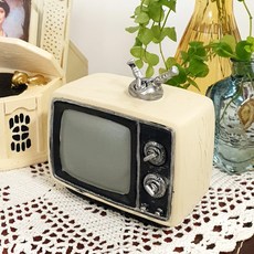 復古電視裝飾小物, 象牙白 + 黑色