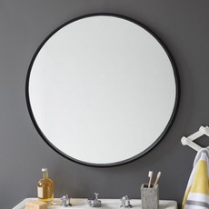 woodrohaus 原木圓形鏡 CRM-530NB 53cm, 黑色