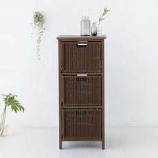 마켓비 알로타 폴딩 바스켓 선반 세트 라탄 WP3008, 다크브라운, 1개