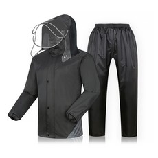 알럽홈 오토바이 투명창 우비 상하의 세트, 블랙