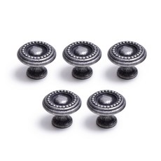 圓點刻紋圓形櫥櫃把手 復古石紋, 5個