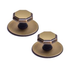 手柄世界 八角 大圓盤 1孔 家具手柄 暗棕色, 2個