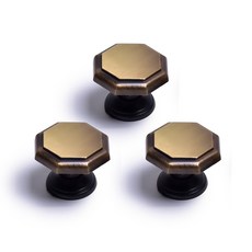 八角形櫥櫃把手 大 咖啡色, 3個