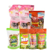 초록끈 올인원 햄스터 키우기 해피세트 간식 3종 + 목욕모래 장미향 1kg x 2p +이갈이 마우스볼 270g + 스위트 햄스터 사료 700g 세트, 1세트
