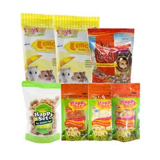 초록끈 올인원 햄스터 키우기 해피세트 간식 3종 + 벤토나이트 목욕모래 레몬향 1kg x 2p +이갈이 마우스볼 270g + 스위트 햄스터 사료 700g 세트, 1세트