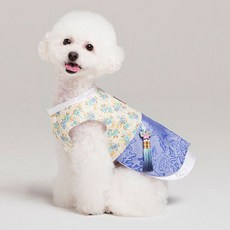 메종드독 로즈쾌자 강아지한복, 블루, 1개