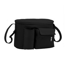 嬰兒車多用途大容量收納包, 黑色, 1入