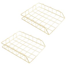메탈 서류정리 보관 트레이 2p, 골드, 1단