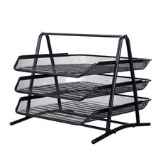 滑動式文件整理托盤, 黑色, 3層