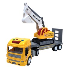 西瓜拖車+叉車重型設備工作玩具套組, 黃色的