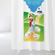 圖案浴簾 L號 1800*1880mm+塑膠掛鉤 12入, 1套