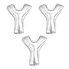 LivingDA 字母鋁箔氣球 Y 大, 銀色, 3個