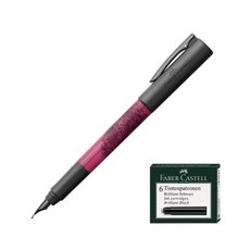 FABER-CASTELL 輝柏 書寫鋼筆 + 輝柏卡式墨水管, EF, 粉紅色