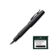 FABER-CASTELL 輝柏 純鋼筆+輝柏墨盒, EF, 黑色的