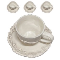 ELIOS 我的花B型經典茶杯4p+碟4p套組, 乳霜, 1套