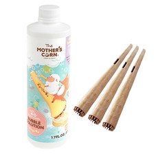 MOTHER'S CORN 木製泡泡吹管3入+室內使用泡泡水500ml, 混色, 1組
