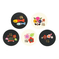 indi.k 民畫刺繡圓形貼紙, 100只, 混合顏色