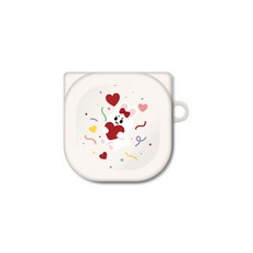 프루그나 디자인 파티래빗러브 갤럭시 버즈 프로 라이브 / 버즈2 케이스 + 카라비너, 빨간리본폭죽, 1개