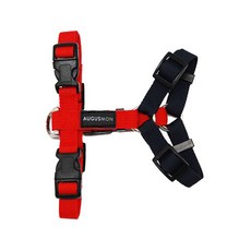 Augusmon 雙色 H型 狗狗胸背帶, 紅色 + 海軍藍
