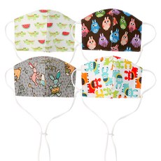 Coney Island 孩童圖案印花掛繩一體式立體口罩 D款 4入