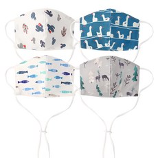 Coney Island 孩童圖案印花掛繩一體式立體口罩 F款 4入