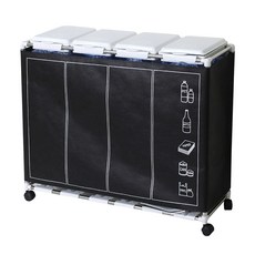 가정용 재활용 분리수거함 4p 1단 + 커버, 화이트