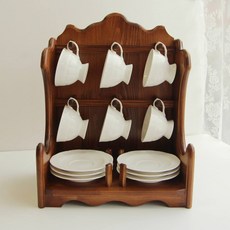 皇室咖啡杯原木6人組, 白色(咖啡杯), 木質(原木), 1套