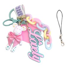 優雅狐狸 可愛大愛心小熊鑰匙圈+手機吊飾, 1套, one