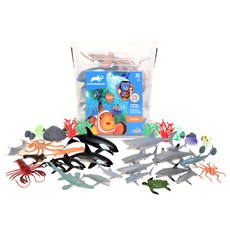 ANIMAL PLANET 我的小老虎海洋動物公仔 45 種+方桶套組, 1套