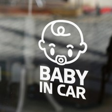 아빠곰스티커 영문 아기가 타고 있어요 차량용 반사시트스티커, 화이트, 1개
