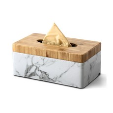 大理石皮革木質面紙盒, 混合色, 1個