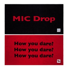 Moohan Towel BTS MIC Drop文字印花棉質洗臉毛巾 170g 2入, 黑紅, 1套