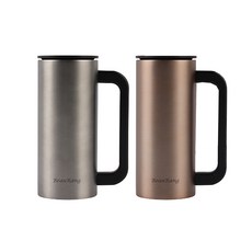 BeauRang 手把保溫杯 2入, 黃金白銀, 350毫升