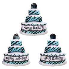 LivingDA 3層蛋糕銀箔氣球 L號, 藍色, 3個