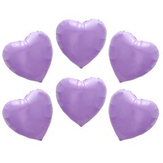 愛心鋁箔氣球 35cm, 粉彩薰衣草紫, 6個