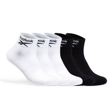 Reebok 男款經典Logo點綴踝襪5雙組, 白色, 黑色