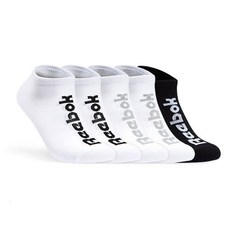 Reebok 男士中央線條標誌運動短襪5雙組, 白色 + 黑色, 白色 + 灰色, 黑色, 5個