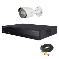 Hanwha Techwin 4頻道DVR錄影機+紅外線錄影器 室外款+安裝電線組 60M, HRX-420/HHAC-HFW1500TN/線材60m