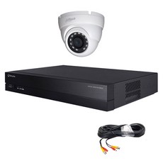 Hanwha Techwin 4通道DVR錄影機+室內半球攝影機+同軸電纜線 10m, HRX-420/HAC-HDW1500MN/線長10m