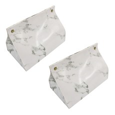 大理石紋皮革面紙盒 2個, 白色的